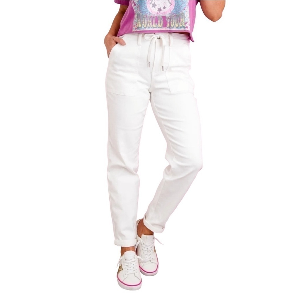 Judy Blue High Waist Cuffed Denim Joggers  Size 14w White